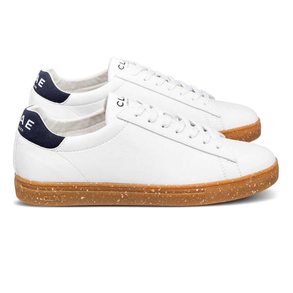 CLAE BRADLEY VEGAN Shoes Womens USA245-B76 In White Navy Vegan Light Gum